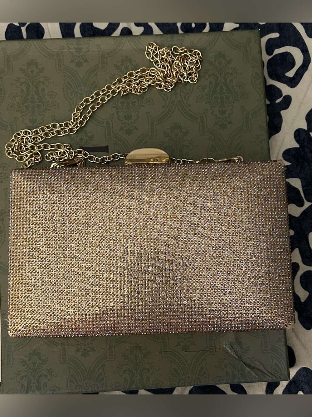 Crystal Embellished Evening Clutch - Rose Gold